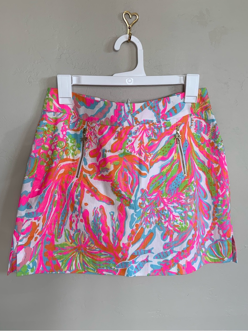 Lilly Pulitzer Multicolor Neon Coral-Print A-Line Skirt